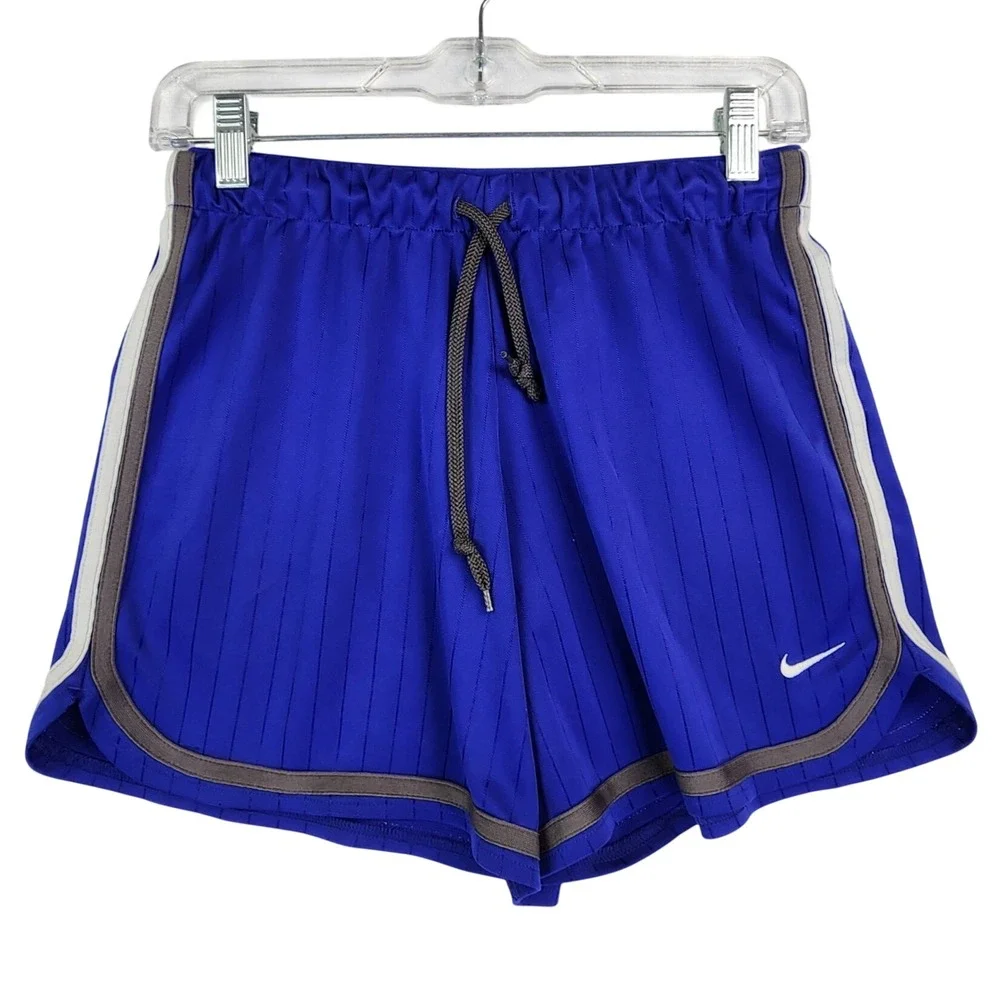 Nike Small Blue Striped Running Shorts Athletic Gym Sporty Y2K Retro Activewear